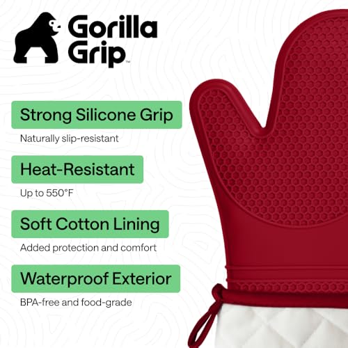Silicone Oven Mitts (Red / 12.5" Oven Mitts)