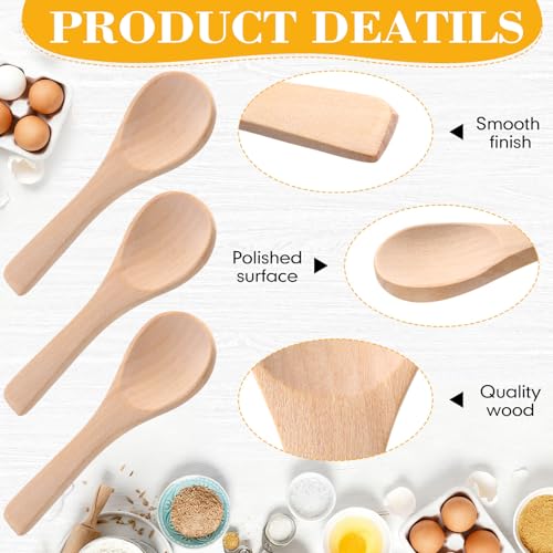 24 Pcs Small Wooden Spoons (Light Wood)