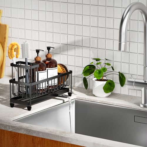Sponge Holder for Kitchen Sink (Black - 10.62″)