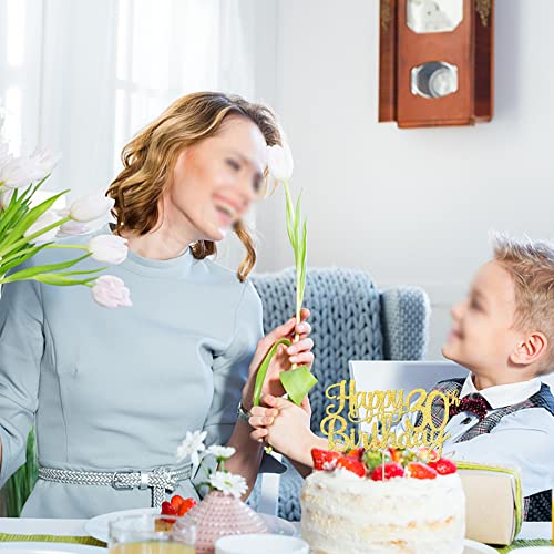 1 PCS Happy 30th Birthday Cake Topper Gold Glitter Cheers to 30 Years Birthday Cake Pick 30 Fabulous Cake Decoration for Happy 30th Birthday Anniversary Party Decorations Supplies (Gold / 30th)