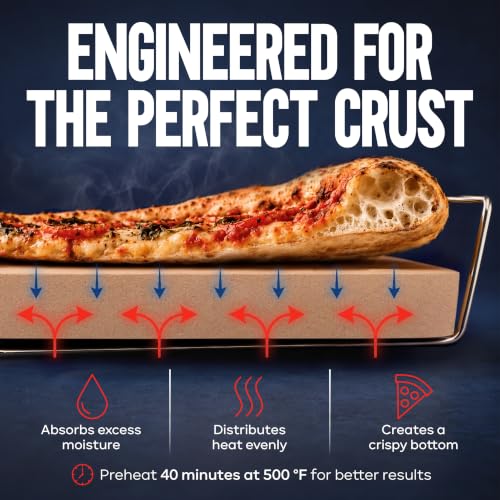 16 inch Pizza Stone for Oven and BBQ Grill with Handles