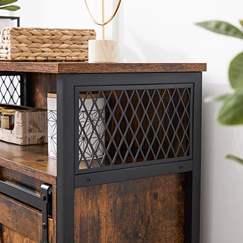 Buffet Cabinet (Without Power Outlet and Light / 11.8"D x 27.6"W x 31.5"H / Rustic Brown + Ink Black)