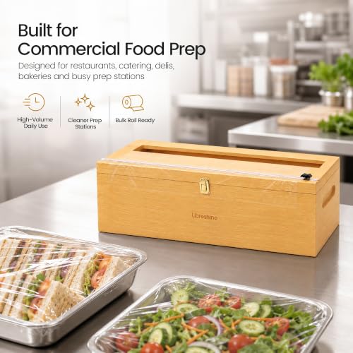Bamboo 18 Inch Commercial Plastic Wrap Dispenser with Cutter