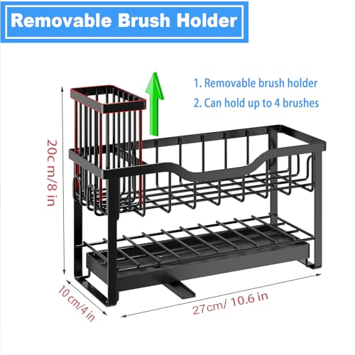 2 Tier Sponge Holder for Kitchen Sink (Black)