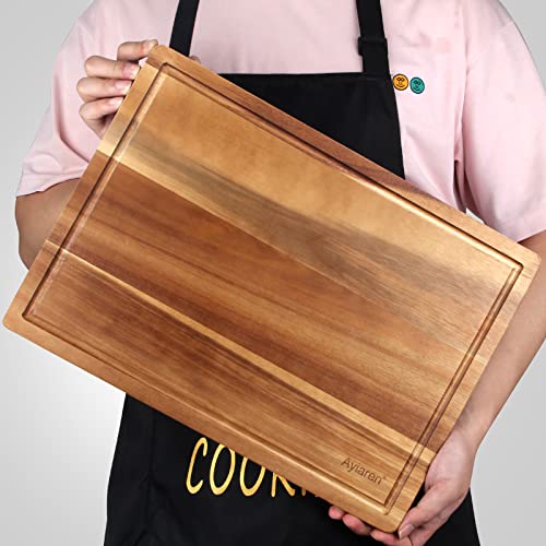 Acacia Wood Chopping Cutting Boards for Kitchen Wooden Charcuterie Board (15"L x 10"W)