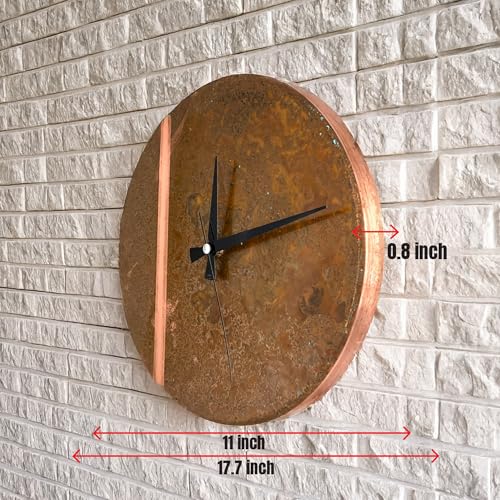 Handmade Copper Wall Clock Artisan Touch in Every Piece (Rusty Line / 11)