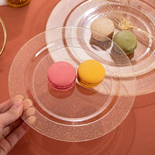 102 Pcs Gold Glitter Plastic Plates (102 Pieces / Gold Glitter)