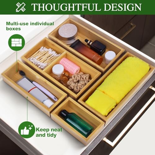 Bamboo Drawer Organizer Set (5 Count)