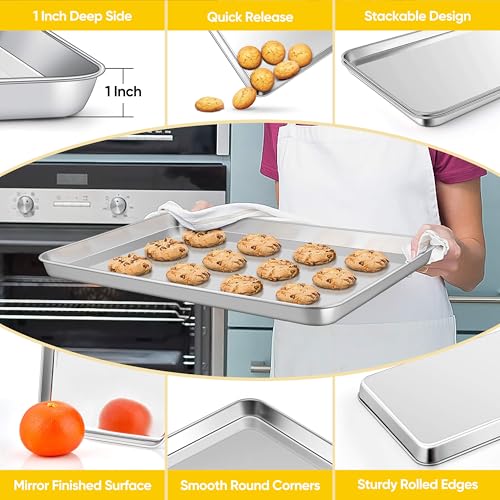 1PC 18 x 13 Inches Stainless Steel Half Baking Sheet Pan (3 Count)