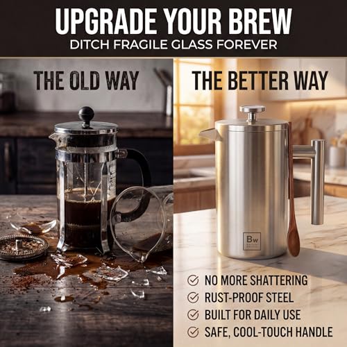 French Press Coffee Maker (Silver)