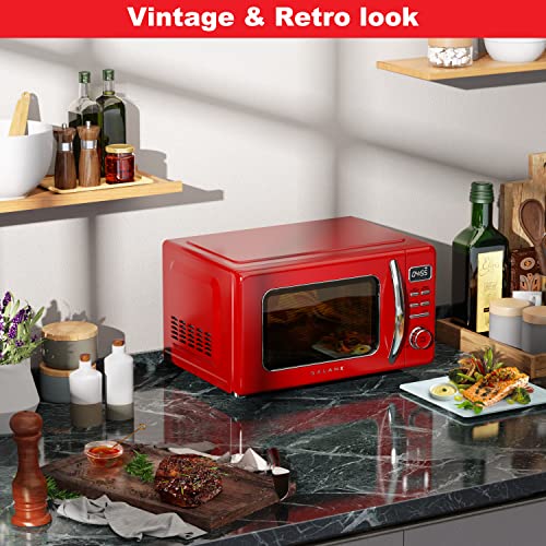 GLCMKZ07RDR07 Retro Countertop Microwave Oven with Auto Cook & Reheat (Red / .7 cu ft / Modern)