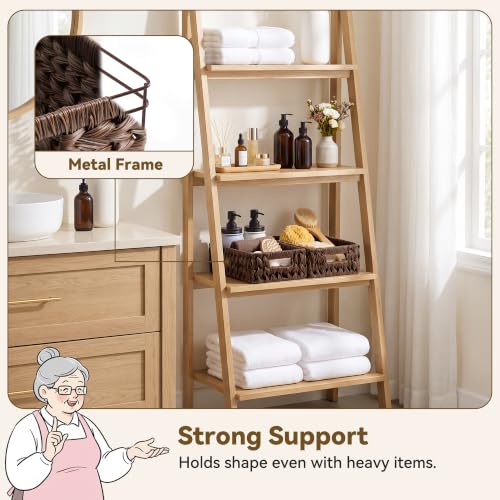Wicker Baskets with Handles (Brown / 11¼"L x 7½"W x 3½"H)