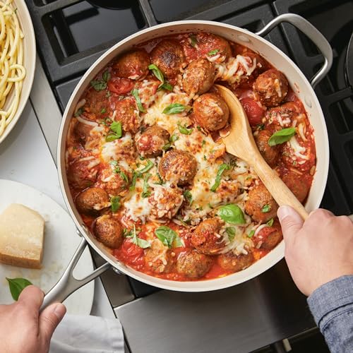 Hard Anodized Ceramic Nonstick Saute Pan with Lid (Matte Black / 5 Quart)