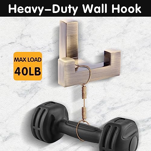 5 Pack Heavy Duty Coat Hook Wall Mount with Screw Retro Double Coat Hook Utility Hook for Coats (Brown)