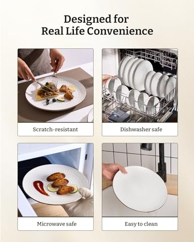 Eden Ceramic Plates and Bowls Sets (White Circle / Service for 8)