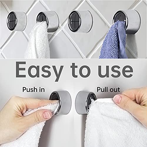 9 Pieces Kitchen Towel Hooks Round Adhesive Dish Towel Hook Premium Chrome Finish & Easy Installation Wall Mount Hand Towel Hook Ideal as Bathroom