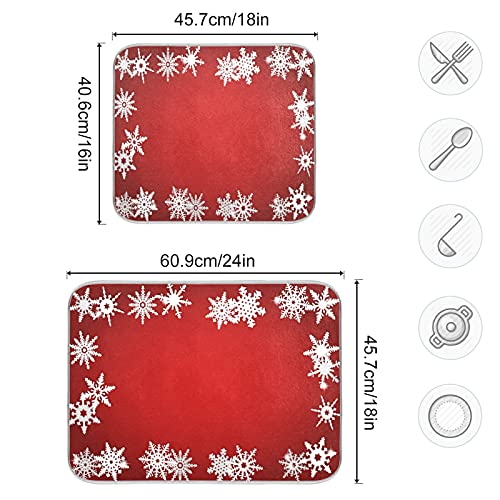 Super Absorbent Dish Drying Mat (Christmas Snowflake Abstract / 16" x 18")