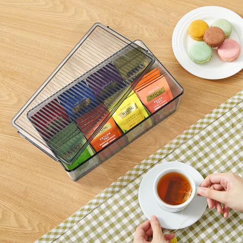 2 Pack 16 Compartment Tea Organizer (Black / 16-compartment)