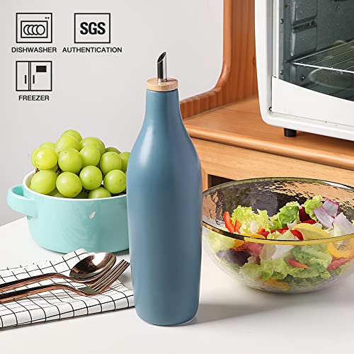 Sweejar Matte Ceramic Olive Oil Dispenser Bottle with Spout (Fog Blue / 17 Oz(Glazed))