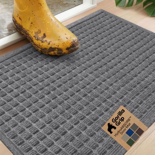 HydroABSORB Door Mat for Indoor Outdoor Use (Grey / 29" X 17")
