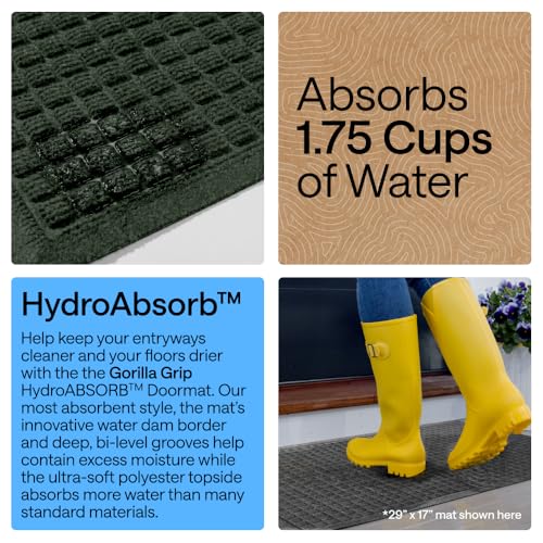 HydroABSORB Door Mat for Indoor Outdoor Use (Green / 29" X 17")