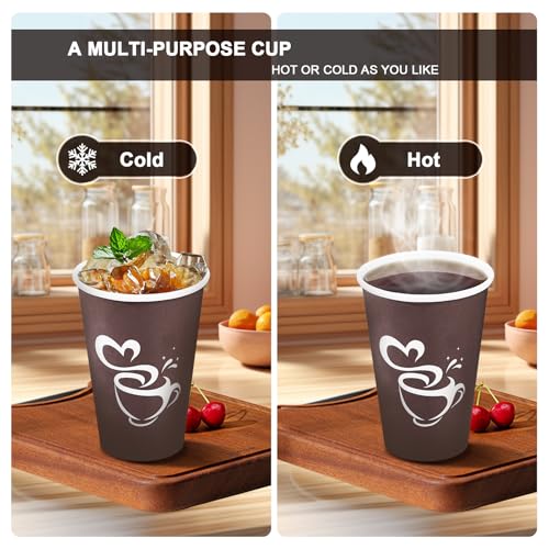 16 oz 180 Count Paper Coffee Cups Disposable Hot Coffee Cups Brown (Brown / 16OZ-180 Pack)