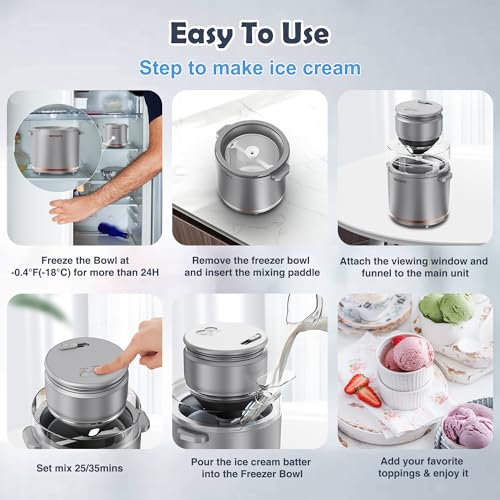 1.1 Quart Ice Cream Maker Machine (Silver)