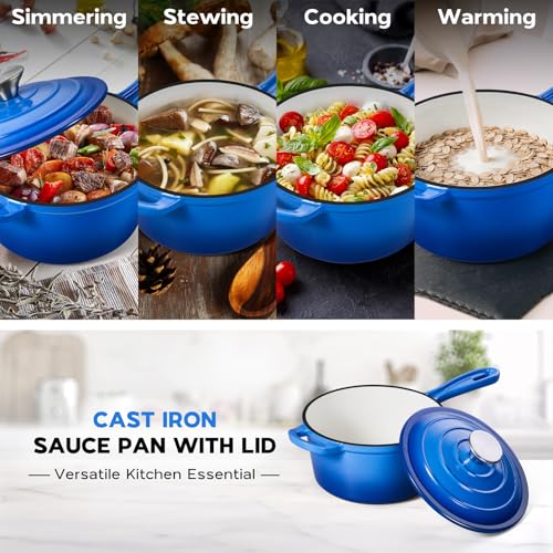 2 Quart Enameled Cast Iron Saucepan (Deep Blue / 2 Quarts)