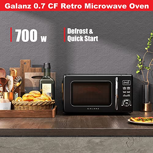 GLCMKZ07BKR07 Retro Countertop Microwave Oven with Auto Cook & Reheat (Black / .7 cu ft / Modern)