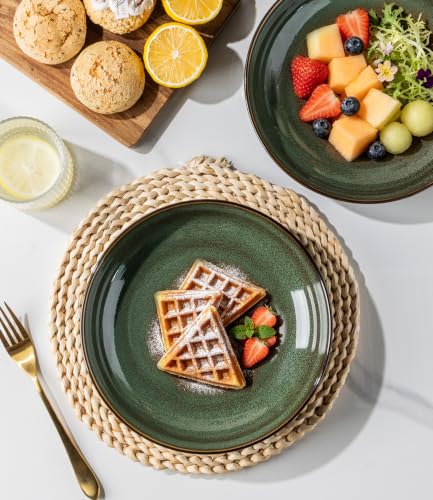 9.0" Ceramic Pasta Bowls Set of 4 (Set of 4 / Green)