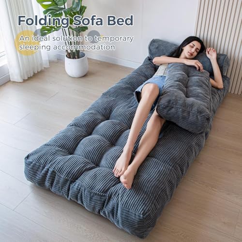 Folding Sofa Bed (Dark Grey / Single)