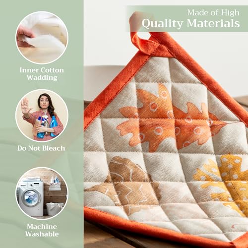 Pot Holders 100% Cotton Potholders (103 - Colours of Autumn / 8" x 8" (Pot Holder Pack of 1))