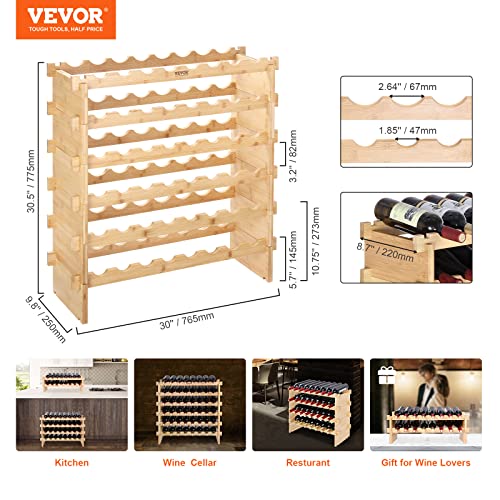 8 Tier 72 Bottles Stackable Modular Wine Rack (Natural Wood Color / 8-Tier 72 Bottles)