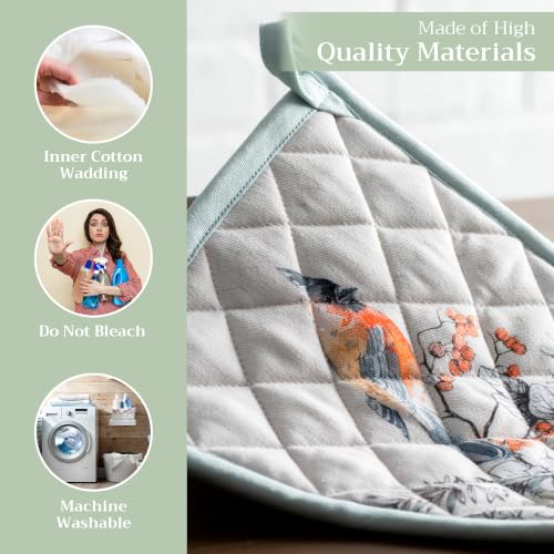 Pot Holders 100% Cotton Potholders (063 - Whitish Shabby Chique / 8" x 8" (Pot Holder Pack of 2))