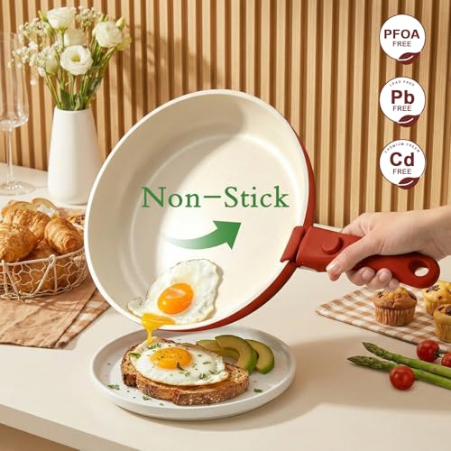 Pots and Pans Set Non Stick (Red Black Gradient / 21PCS-Big Size)