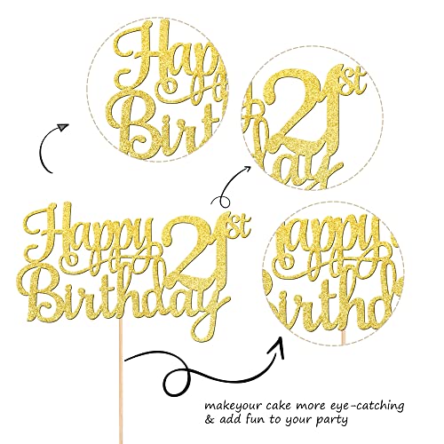 1 PCS Happy 21st Birthday Cake Topper (Gold / 21st)