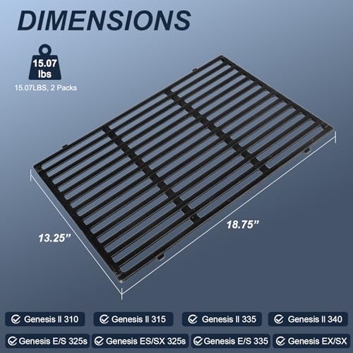 18.75" Genesis 2 Grill Grates for Weber Genesis II E (18.75" x 26.51" - 66095 Genesis II LX 300)