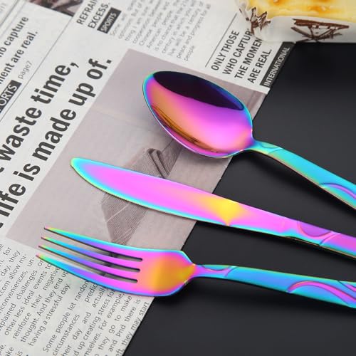40 Piece Rainbow Flatware Set for 8 (Rainbow / 40-Piece)