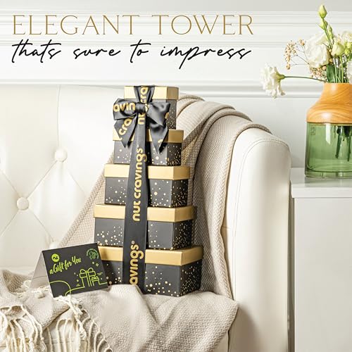 Dried Fruit & Mixed Nuts Gift Basket (8. Black & Gold - 5 Tier Tower)