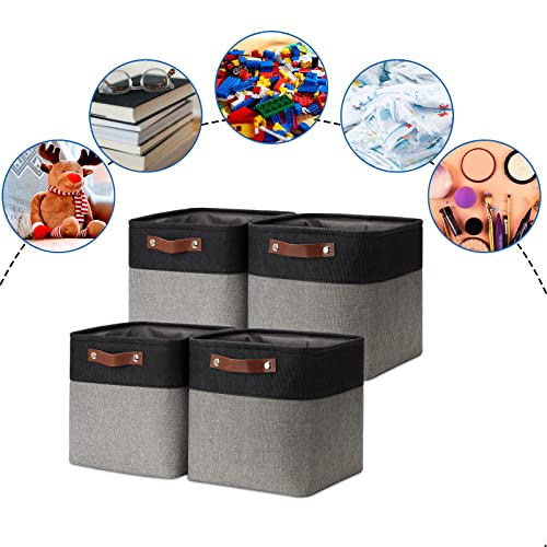 11x11 Cube Storage Bins for Cube organizer (Black&Grey / S-11"x11"x11")