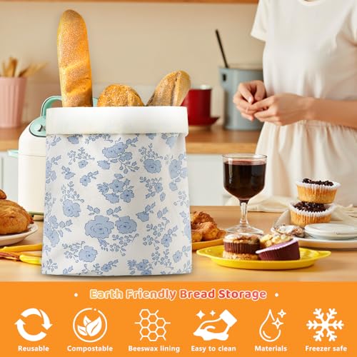 Beeswax Bread Bags for Homemade bread (Blue & Apricot)