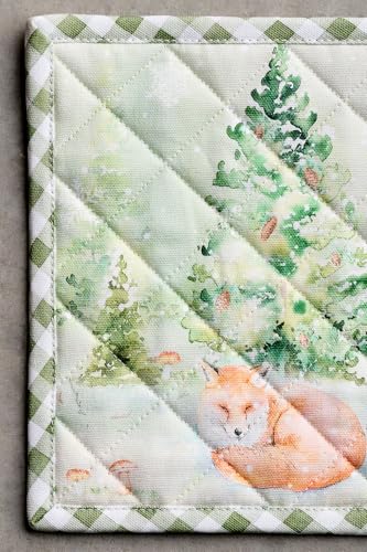 Pot Holders 100% Cotton Potholders (097 - Winter Mornings / 8" x 8" (Pot Holder Pack of 1))