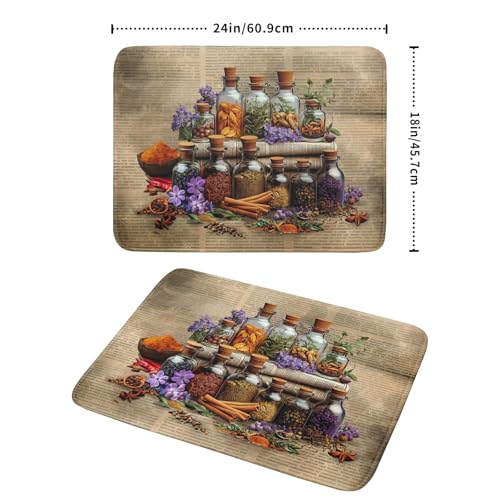 Herbs Kitchen Dish Drying Mat (Natural Materials Brown / 24" x 18")