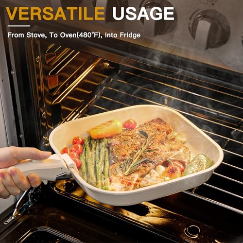 23 Pcs Pots and Pans Set Non Stick (Cream White / 23 Piece)