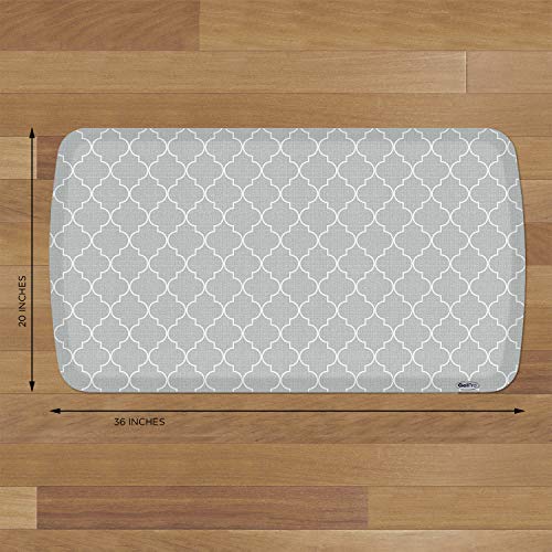 Elite Trellis Light Grey Kitchen Comfort Mat (36"L x 20"W x 0.8"Th / Trellis Light Grey)