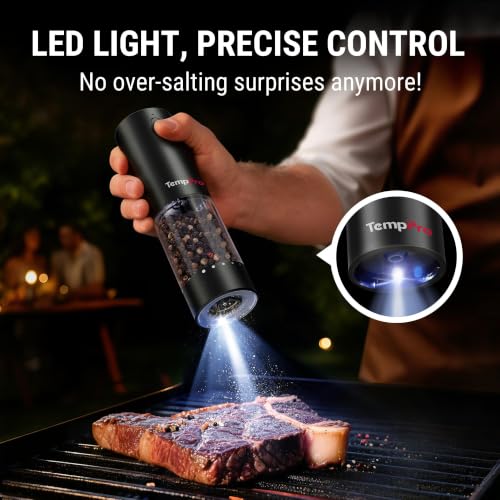 110ML Electric Salt and Pepper Grinder Set Rechargeable (Black)