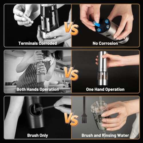 Electric Salt and Pepper Grinder Set with Battery Operated (2 Count)