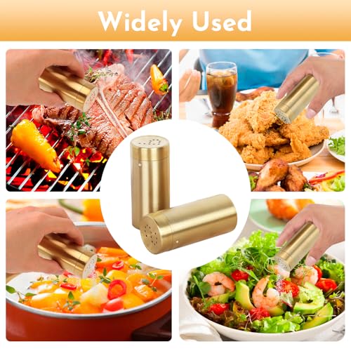Gold Stainless Steel Spice Jars 2Pcs