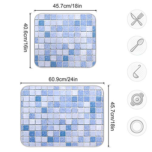 Super Absorbent Dish Drying Mat (Mosaic Marble Pattern / 18" x 24")