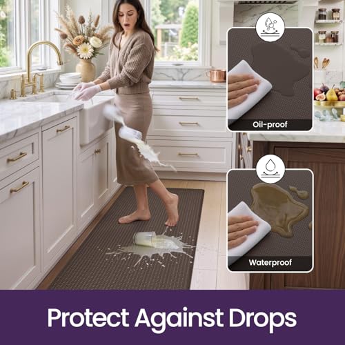 Kitchen Floor Mats Cushioned Anti Fatigue (2-brown / 86"l X 23"w X 0.4"th)